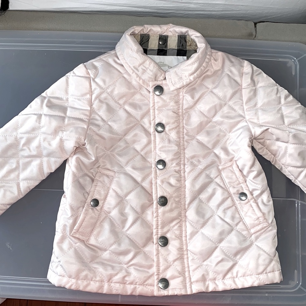 Burberry baby pink jacket size 12 months